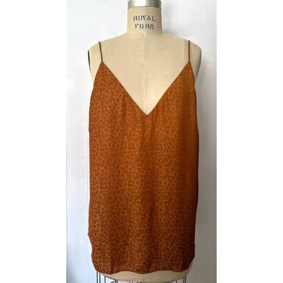 H&M RUST LEOPARD PRINT V-NECK SPAGHETTI STRAP SILKY CAMISOLE 16 NWT - Picture 2 of 8